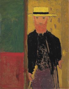 Self-Portrait with s straw hat, ca 1892. Creator: Vuillard, Édouard (1868-1940)