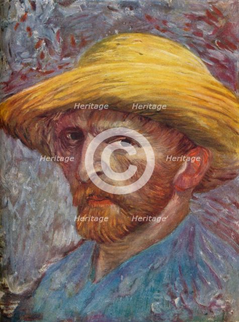 'Self Portrait with Straw Hat', 1887. Artist: Vincent van Gogh.