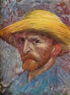 Self Portrait with Straw Hat 1887. Artist: Vincent van Gogh