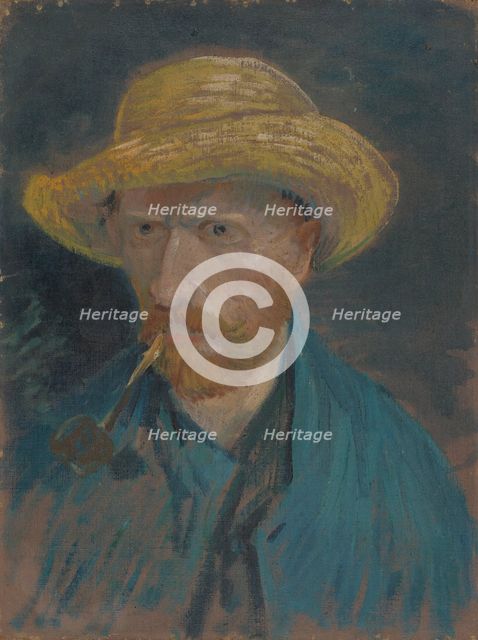 Self-Portrait with Straw Hat and Pipe.