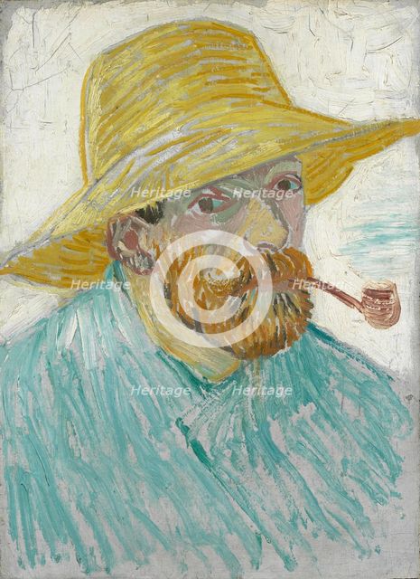 Self-Portrait with Straw Hat and Pipe.