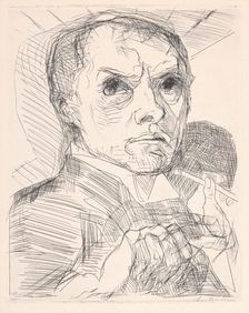 Self-Portrait with Stylus (Selbstbildnis mit Griffel), about 1916. Creator: Max Beckmann