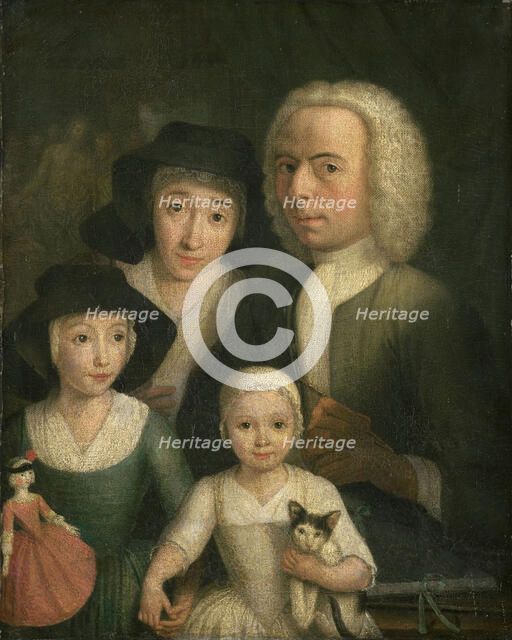 Self-portrait with Suzanna van Bommel and Two Daughters. Artist: Spilman, Hendrik (1721-1784)