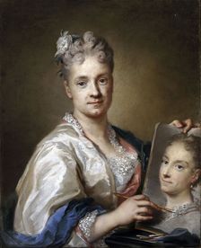 Self-portrait with sister's portrait, 1715