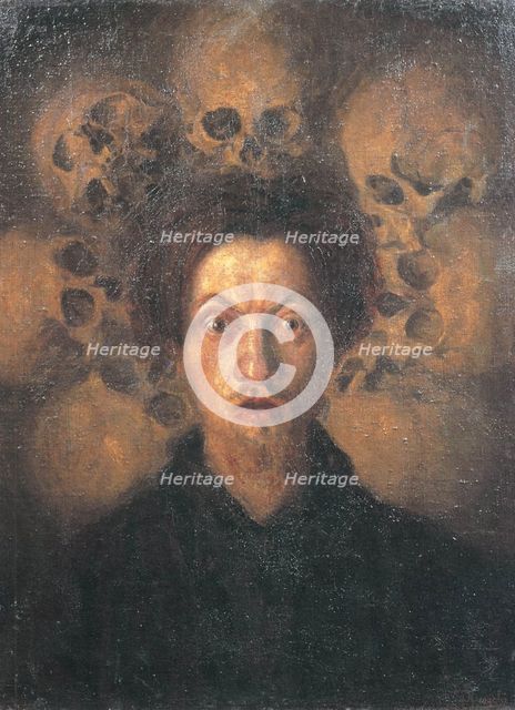 Self-portrait with skulls (Autoritratto con teschi), 1909.
