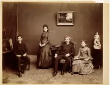 Self-Portrait with son Ashley and daughters Harriet and Nellie, c.1887. Creator: Henry Hamilton Bennett