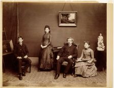 Self-Portrait with son Ashley and daughters Harriet and Nellie, c.1887. Creator: Henry Hamilton Bennett