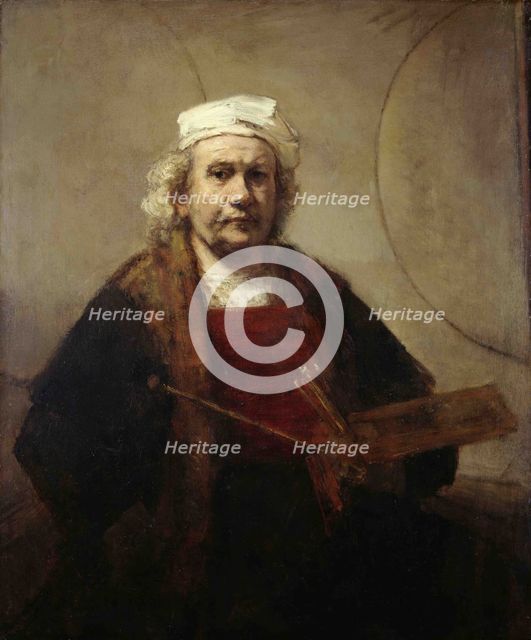 Self portrait with two circles, ca 1665-1669. Artist: Rembrandt van Rhijn (1606-1669)