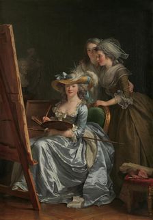Self-Portrait with Two Pupils, Marie Gabrielle Capet (1761-1818) and Marie Marguerite..., 1785. Creator: Adélaïde Labille-Guiard