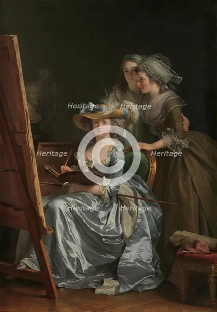 Self-Portrait with Two Pupils, Marie Gabrielle Capet (1761-1818) and Marie Marguerite..., 1785. Creator: Adélaïde Labille-Guiard.