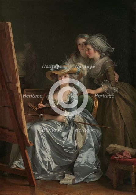 Self-Portrait with Two Pupils, Marie Gabrielle Capet (1761-1818) and Marie Marguerite..., 1785. Creator: Adélaïde Labille-Guiard.