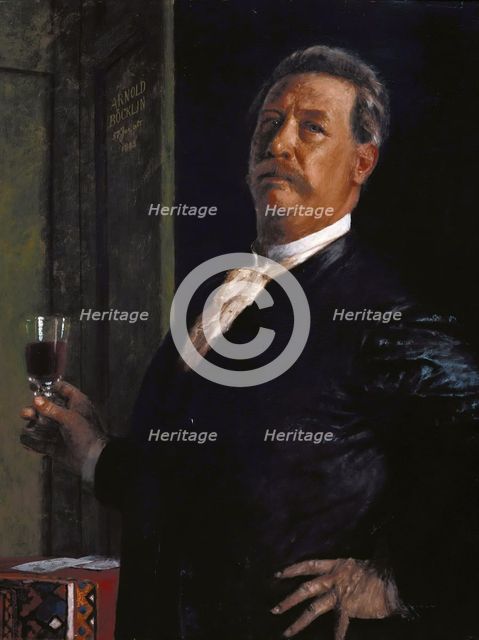 Self-Portrait with the wineglass, 1885. Creator: Böcklin, Arnold (1827-1901).