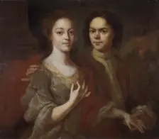 Self-portrait with the wife, c. 1729. Artist: Matveyev, Andrei Matveyevich (1701-1739)