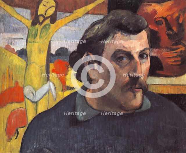 Self-portrait with the Yellow Christ. Artist: Gauguin, Paul Eugéne Henri (1848-1903)