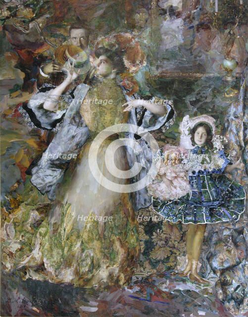 Self-portrait with wife and daughter', 1910.  Creator: Malyavin, Filipp Andreyevich (1869-1940).