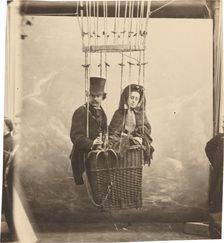 Self-Portrait with Wife Ernestine in a Balloon Gondola, c. 1865, printed c. 1890. Creator: Nadar