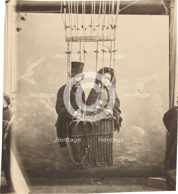 Self-Portrait with Wife Ernestine in a Balloon Gondola, c. 1865, printed c. 1890. Creator: Nadar.