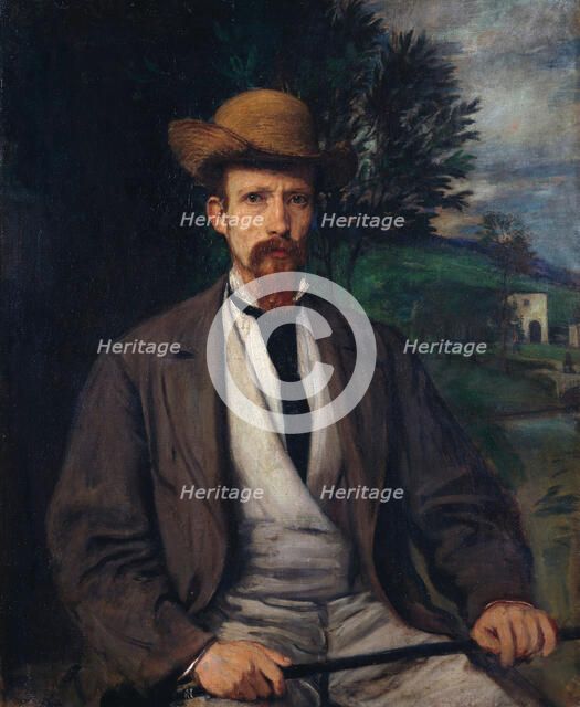 Self-Portrait with Yellow Hat, 1874. Artist: Marées, Hans von (1837-1887)