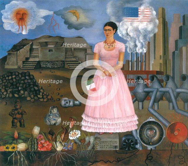 Self-Portrait Along the Border Line Between Mexico and the United States, 1932.  Creator: Frida Kahlo.