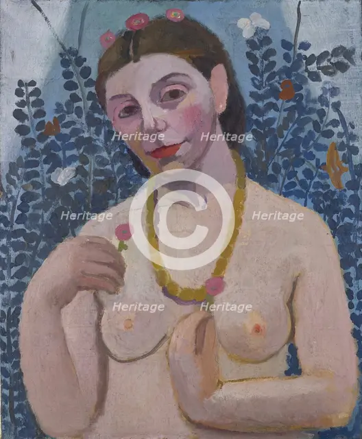 Self-Portrait as a Half-Length Nude with Amber Necklace II, 1906. Creator: Paula Modersohn-Becker.