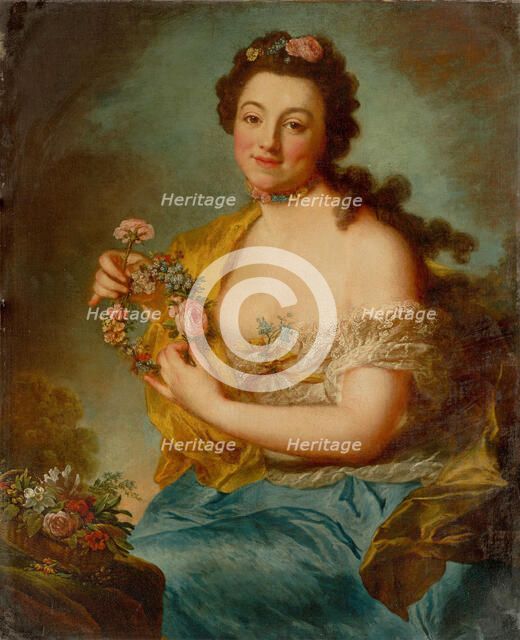 Self-Portrait as Flora, c. 1766. Creator: Therbusch-Lisiewska, Anna Dorothea (1721-1782).