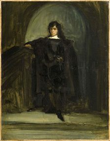 Self-portrait as Hamlet or Ravenswood, ca 1821. Creator: Delacroix, Eugène (1798-1863)