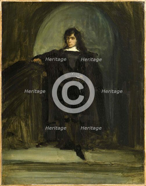 Self-portrait as Hamlet or Ravenswood, ca 1821. Creator: Delacroix, Eugène (1798-1863).