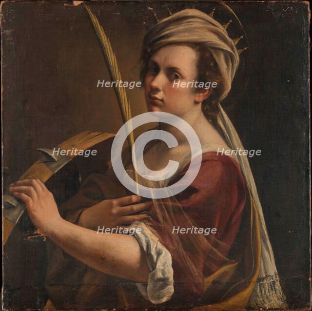 Self-Portrait as Saint Catherine of Alexandria, ca 1616. Creator: Gentileschi, Artemisia (1598-1653).