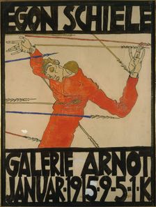 Self-portrait as Saint Sebastian. Poster for Schiele's Exhibition at the Arnot Gallery, 1915
