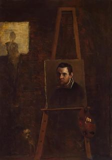 Self-portrait at the Easel, 1604. Creator: Annibale Carracci