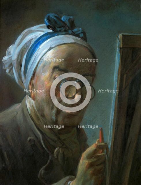 Self-Portrait at the Easel, 1779. Creator: Chardin, Jean-Baptiste Siméon (1699-1779).