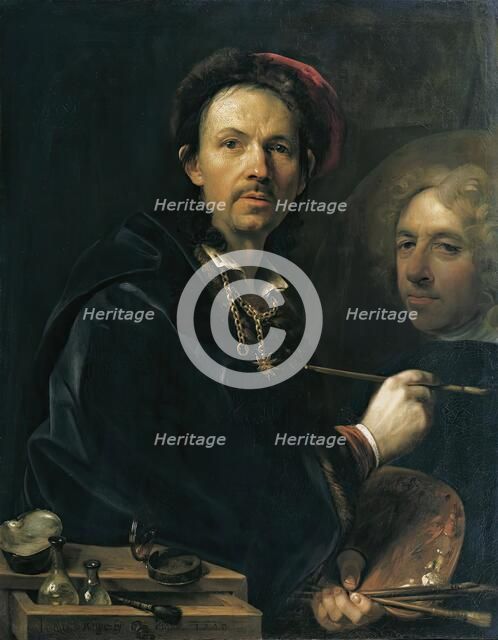 Self-portrait at the easel, 1709. Creator: Jan Kupecky.