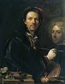 Self-portrait at the easel, 1709. Creator: Jan Kupecky