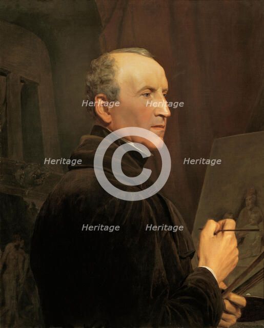 Self-Portrait at the Easel , 1848. Creator: Waldmüller, Ferdinand Georg (1793-1865).