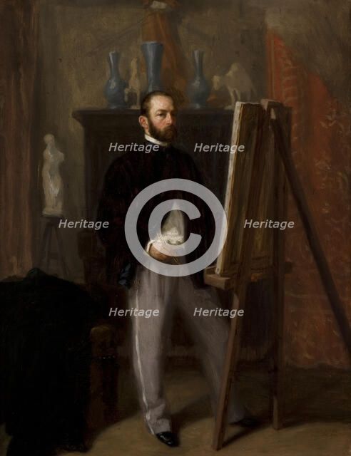 Self-Portrait at the Easel, 1858. Creator: Henryk Rodakowski.