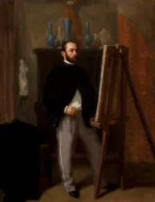 Self-Portrait at the Easel, 1858. Creator: Henryk Rodakowski