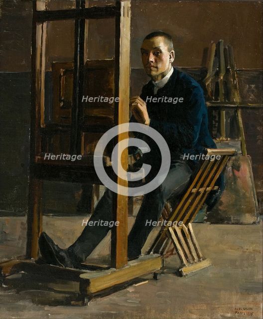 Self-Portrait at the Easel, 1885. Creator: Gallen-Kallela, Akseli (1865-1931).