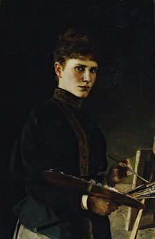 Self-portrait at the easel, 1898. Creator: Marie Wunsch