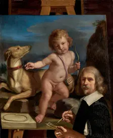 Self-Portrait before a Painting of "Amor Fedele", 1655. Creator: Guercino