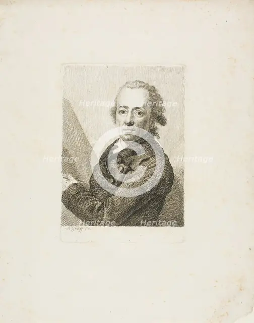Self-Portrait Before an Easel, c. 1787. Creator: Anton Graff.