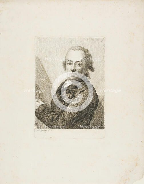 Self-Portrait Before an Easel, c. 1787. Creator: Anton Graff.