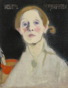Self-Portrait, Black Background, 1915. Creator: Helene Schjerfbeck