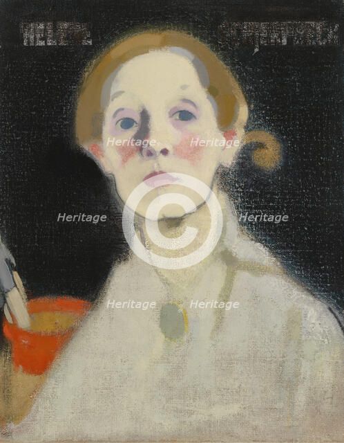 Self-Portrait, Black Background, 1915. Creator: Helene Schjerfbeck.