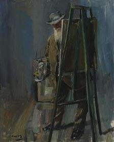 Self-Portrait by the Easel, 1912. Creator: Christian Krohg