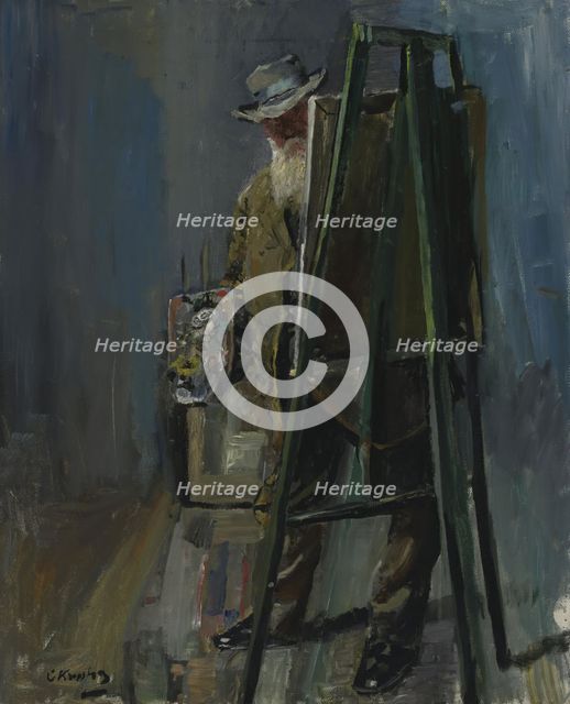 Self-Portrait by the Easel, 1912. Creator: Christian Krohg.