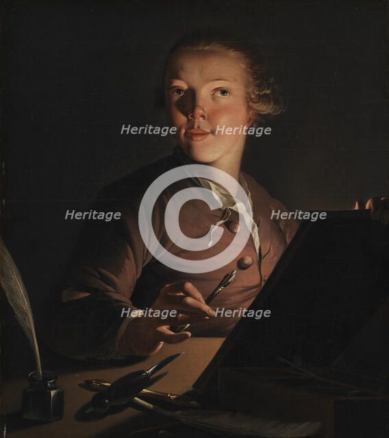 Self-portrait by Candlelight, 1762-1766. Creator: Jens Juel.