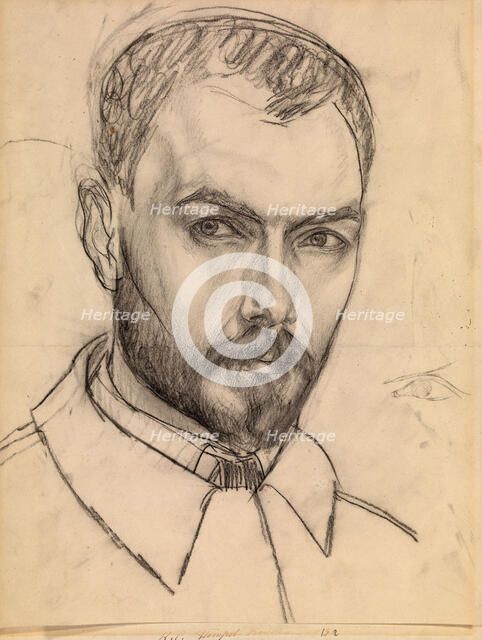 Self-Portrait, c. 1913. Artist: Petrov-Vodkin, Kuzma Sergeyevich (1878-1939)