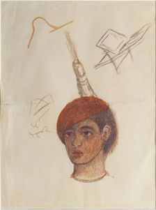 Self-portrait (Cabeza con cachucha roja) , 1932. Creator: Kahlo; Frida (1907-1954)