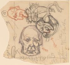 Self-Portrait: Caricatures, c. 1918. Creator: Elihu Vedder