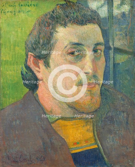 Self-Portrait Dedicated to Carrière, 1888 or 1889. Creator: Paul Gauguin.